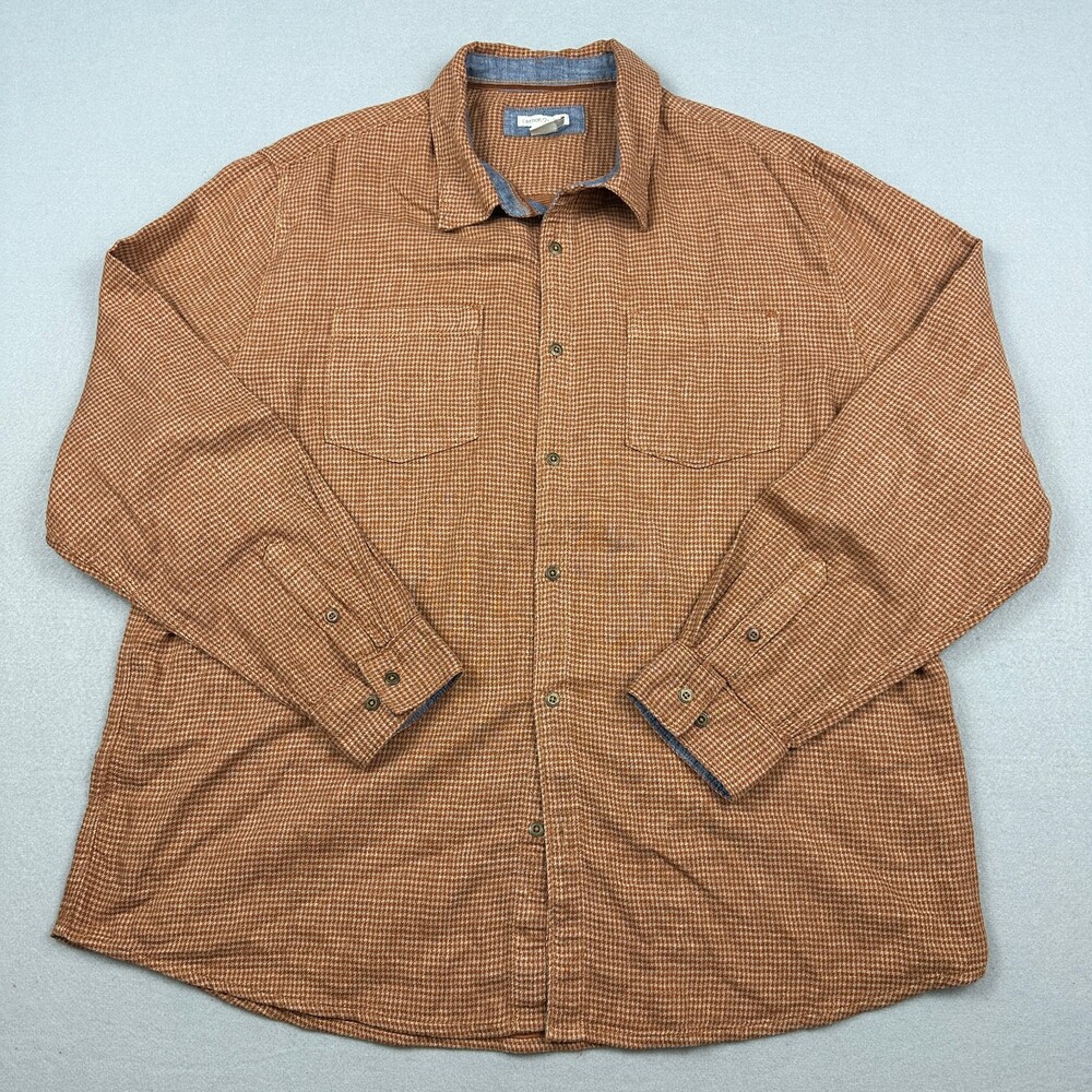Carbon2Cobalt Shirt Men Extra Large Brown Micro Houndstooth Long Sleeve XL